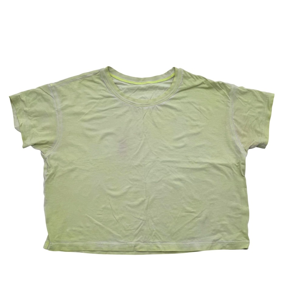 Lululemon Cates T-Shirt Faded Neon Yellow Wash Womens 6